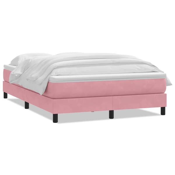Ramsäng med madrass rosa 140x220 cm sammet