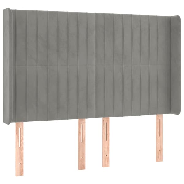Ramsäng med madrass & LED ljusgrå 140x200 cm sammet
