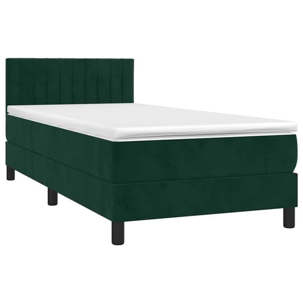 Ramsäng med madrass mörkgrön 100x200 cm sammet