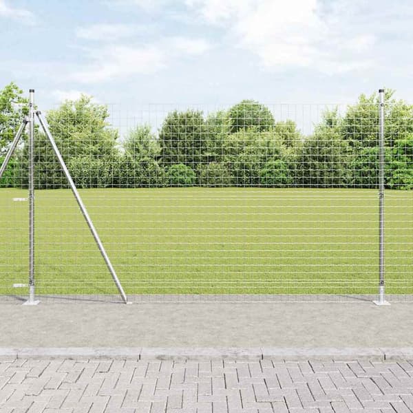 Stängselpost med betongbas 52 st Silver Pulverlackerat stål