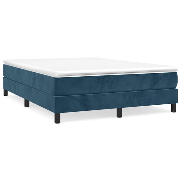Boxspring-sängram mörkblå 140x200 cm sammet