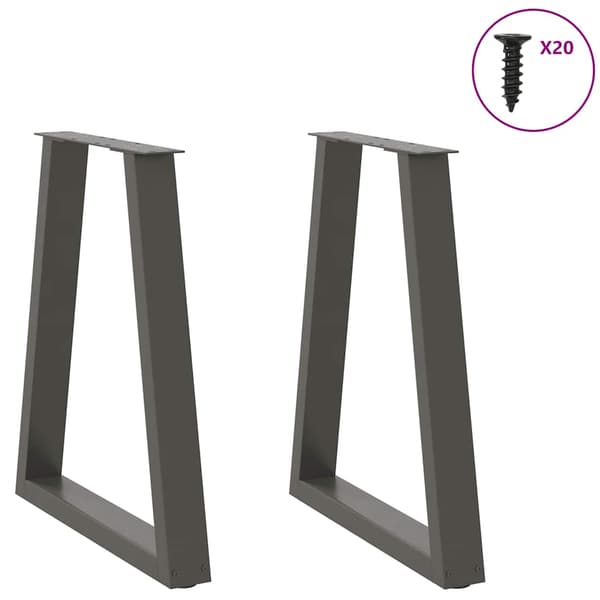 Matbordsben V-formade 2 st antracit 60x(72-73,3) cm stål