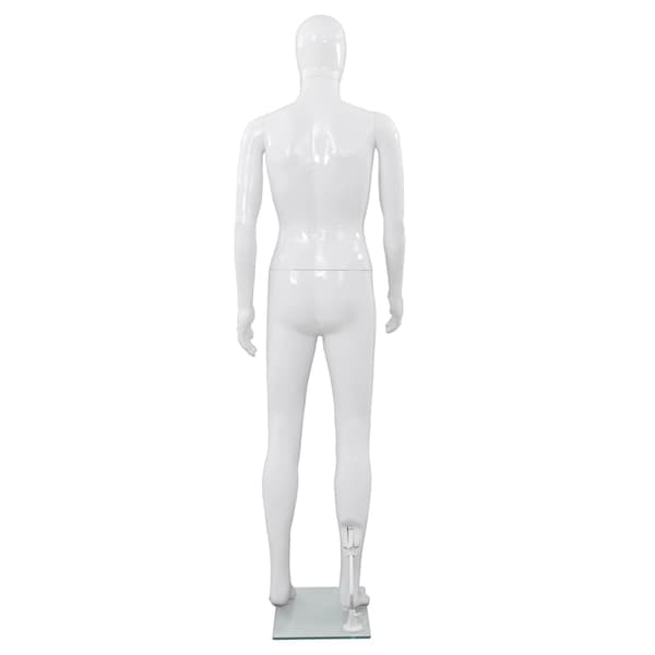 Skyltdocka man helkropps med bas i glas glansig vit 185 cm