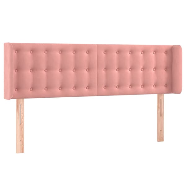 Sänggavel LED rosa 147x16x78/88 cm sammet