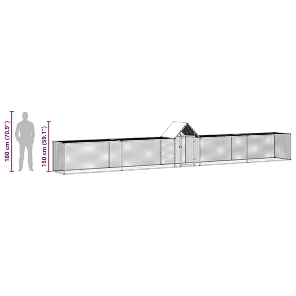 Hönsbur 9x1x1,5 m galvaniserat stål