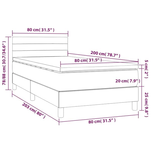 Ramsäng med madrass mörkgrå 80x200 cm sammet