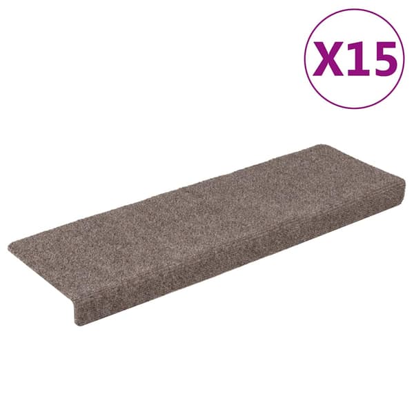 Trappmattor självhäftande 15 st 65x21x4 cm beige rektangulär kant