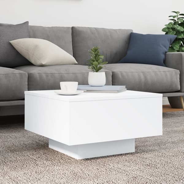 Soffbord vit 55x55x31 cm konstruerat trä