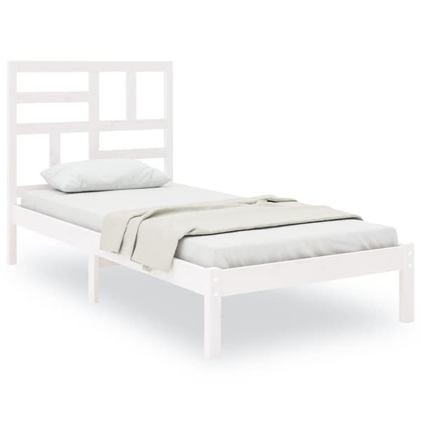 Sängram vit massivt trä 75x190 cm