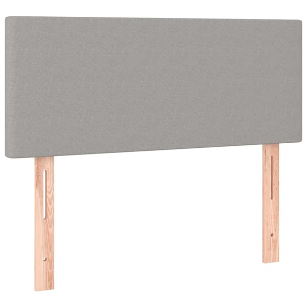 Ramsäng med madrass & LED ljusgrå 90x190 cm tyg