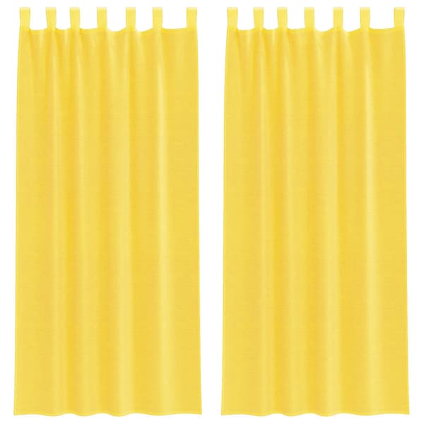 Voile gardiner med stångfickor 2 st gul