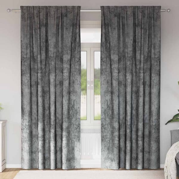 Sammetsgardiner 2 st Grå 260 x 140 cm Sammet