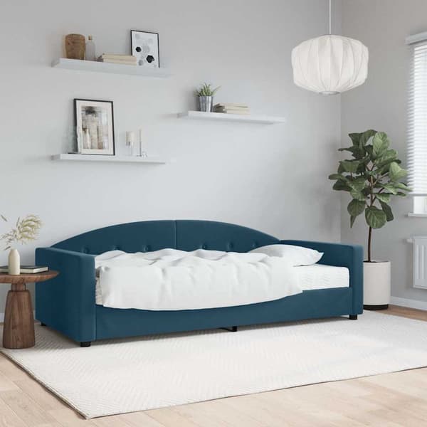 Dagbädd med madrass blå 90x200 cm sammet