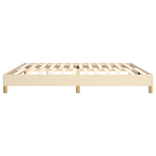 Boxspring-sängram gräddvit 200x200 cm tyg