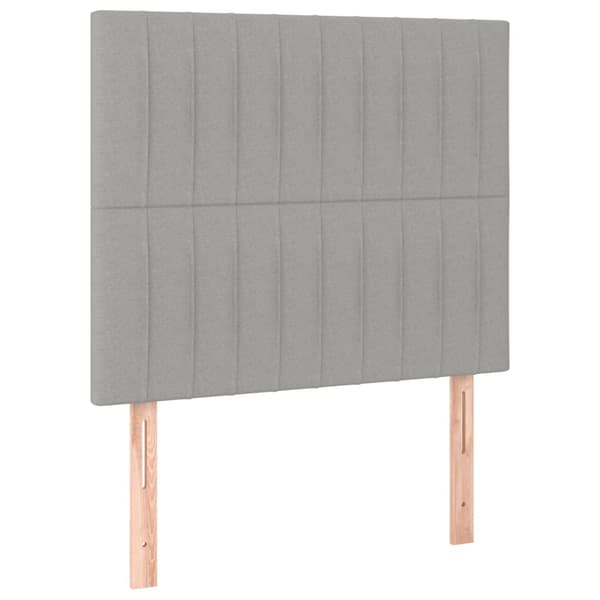 Ramsäng med madrass & LED ljusgrå 90x200 cm tyg