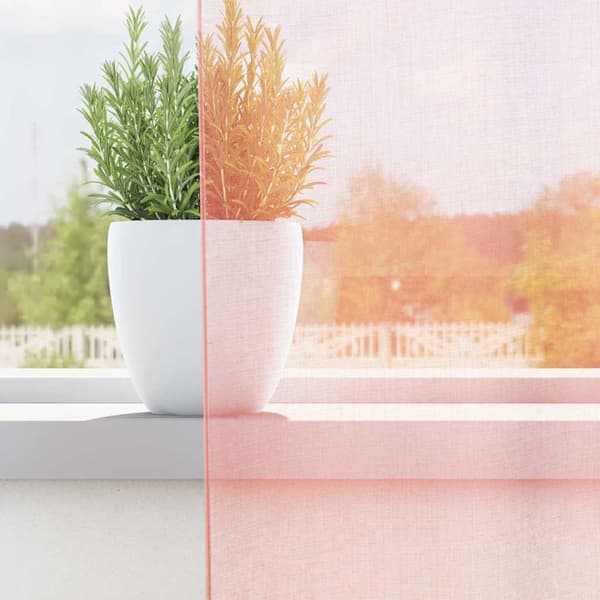 Voile gardiner med stångfickor 2 st rosa