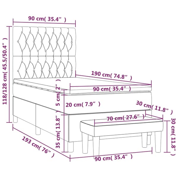Ramsäng med madrass rosa 90x190 cm sammet