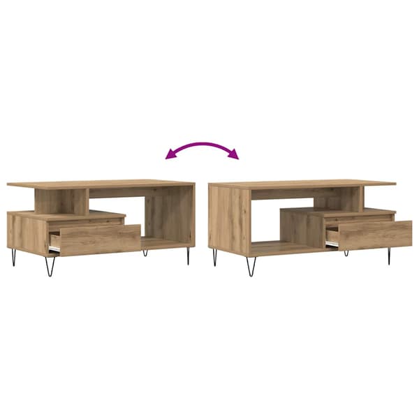 Soffbord artisan ek 90x49x45 cm konstruerat trä