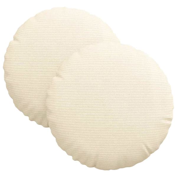 Sittkuddar 2 st Kordread tyg Kräm Ø30 x 13 cm