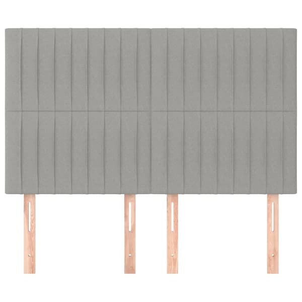 Sänggavel ljusgrå 144x5x118/128 cm tyg