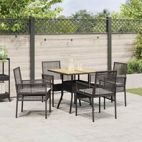 Trädgårdsmöbelset 5 pcs Svart konstrotting