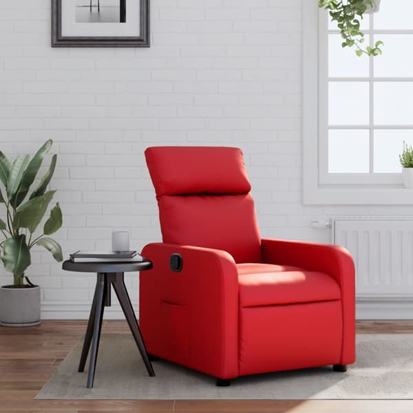 Reclinerfåtölj röd konstläder