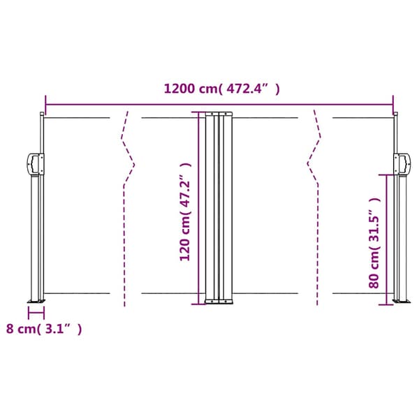 Infällbar sidomarkis beige 120x1200 cm