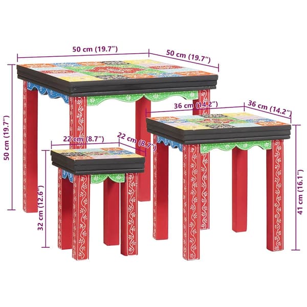 Fyrkantigt bord 3 pcs Flerfärgsdesign