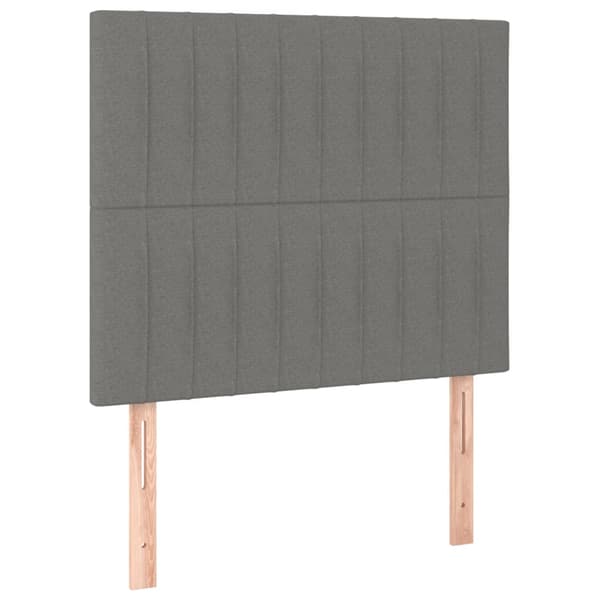 Ramsäng med madrass & LED mörkgrå 100x200 cm tyg