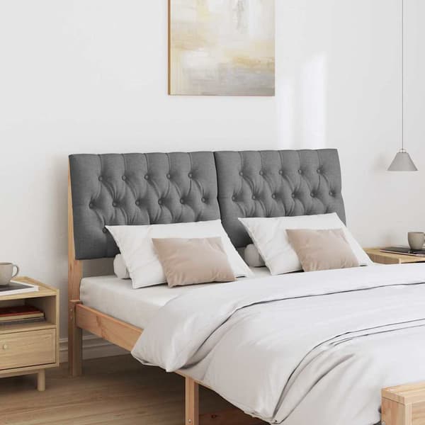 Klädd sänggavel Mörkgrå 150 cm Massiv furu