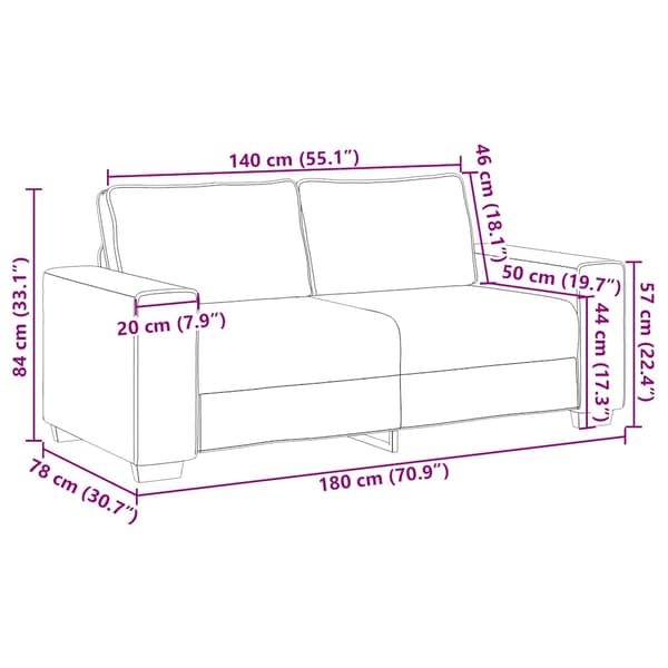 Soffa 2-sits svart 180x78x84 cm sammet