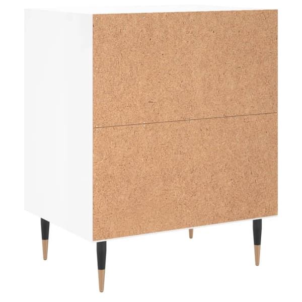 Sängbord vit högglans 40x30x50 cm konstruerat trä