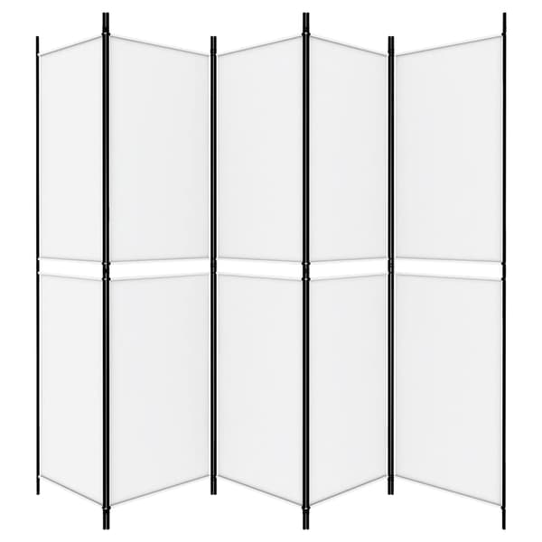 Rumsavdelare 5 paneler vit 250x200 cm tyg