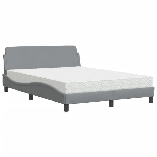 Bed with Mattress "Dover" Light Grey 140x190 cm Fabric