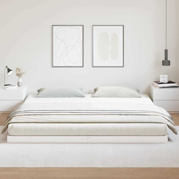 Sängram Vit 180 x 220 cm Massiv furu