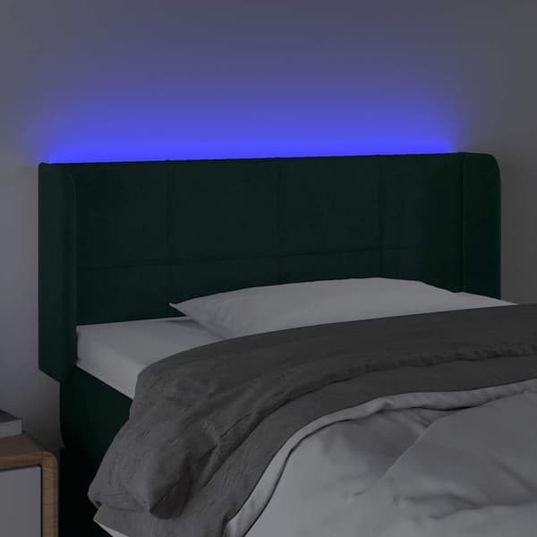 Sänggavel LED mörkgrön 93x16x78/88 cm sammet