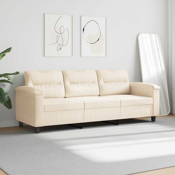 3-sitssoffa Beige 180 cm mikrofibertyg