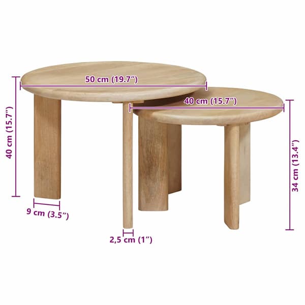 Nesting Kaffe Bord 2 pcs Svart Massivt mangoträ