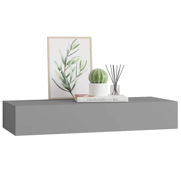 Väggmonterad låda grå 60x23,5x10 cm MDF