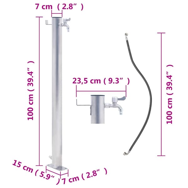Vattenpost 100 cm rostfritt stål rund
