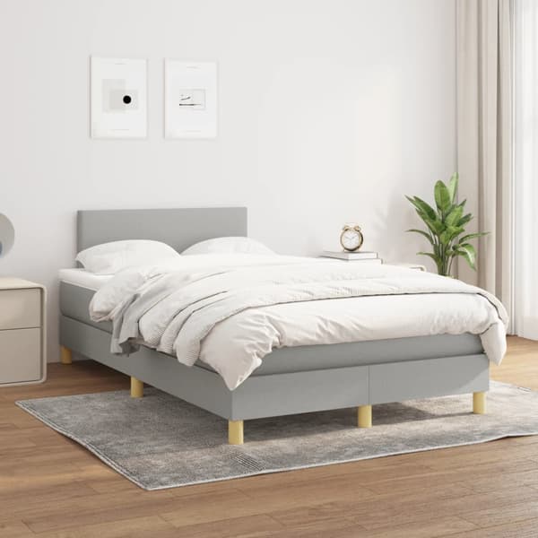 Ramsäng med madrass ljusgrå 120x190 cm tyg