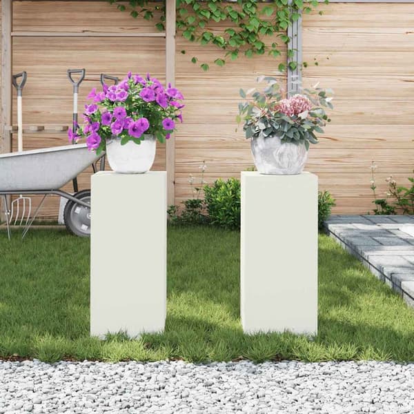 Växtställ 2 pcs Vit 24 x 24 x 55 cm Stål