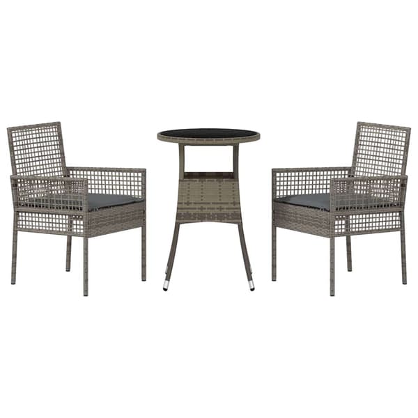 Trädgårdsmöbelset 3 pcs Grå konstrotting