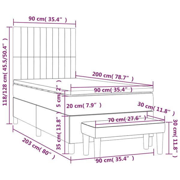 Ramsäng med madrass blå 90x200 cm tyg