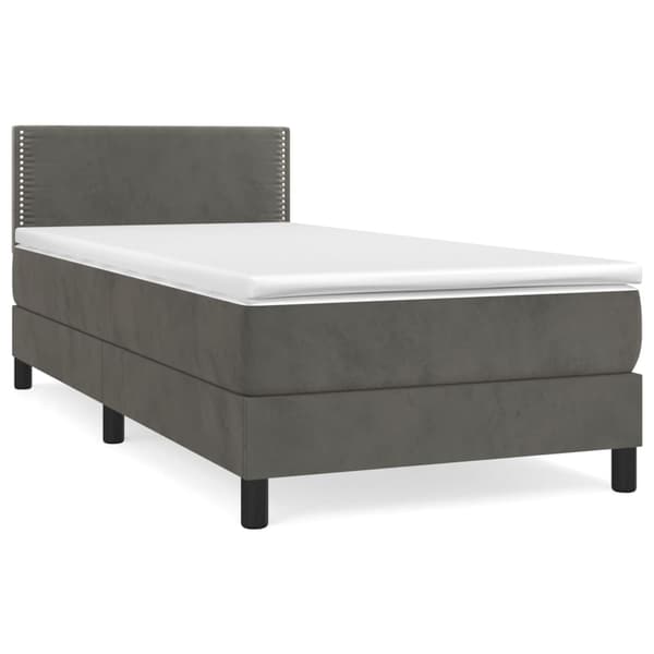 Ramsäng med madrass mörkgrå 90x200 cm sammet
