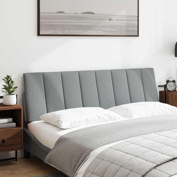 Headboard Cushion "Hanko" Light Grey 160 cm Fabric