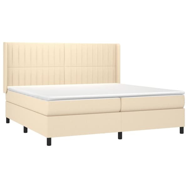 Ramsäng med madrass gräddvit 200x200 cm tyg