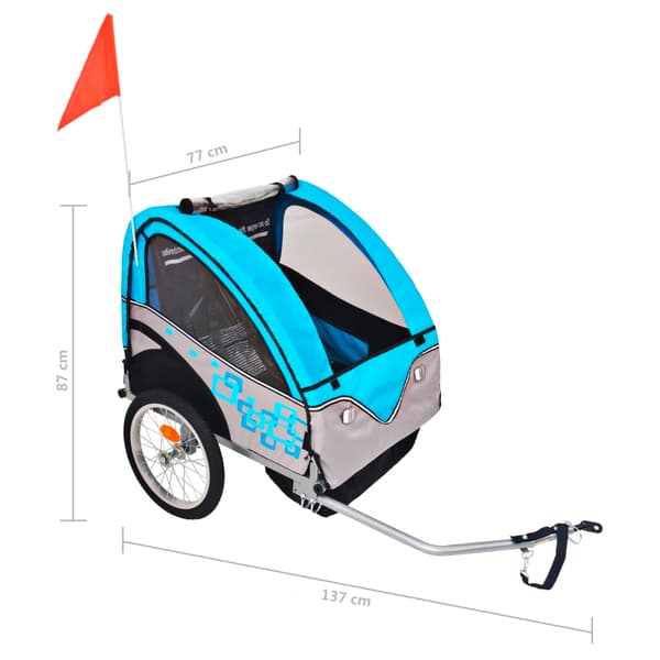 Cykelvagn grå och blå 30 kg