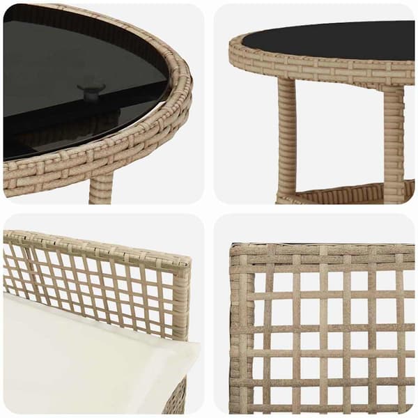 Trädgårdsmöbelset 5 pcs Beige konstrotting