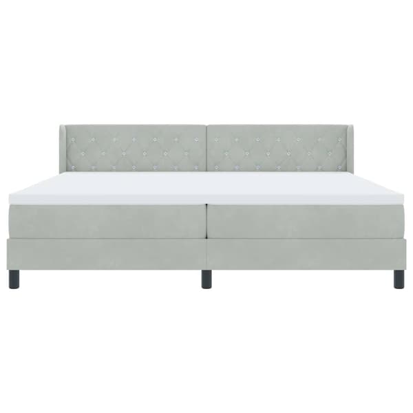 Bäddfjäder med madrass Ljusgrå 200 x 200 cm Polyester
